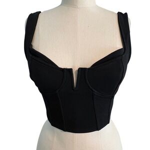 Zara Black Corset Crop Top Bustier Underwire Structure Tank XS GoingOut Festival
